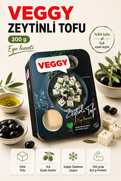 Veggy Zeytinli Tofu 200 gr %100 Vegan Bitkisel Protein