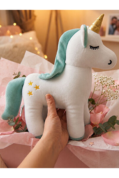 Plush Unicorn Pillow 33 Cm. (water GREEN)