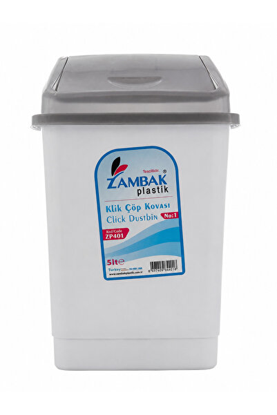 Zambak Plastik 5 lt lik çöp kovası kapaklı ofis banyo mutfak çöp kutusu gri