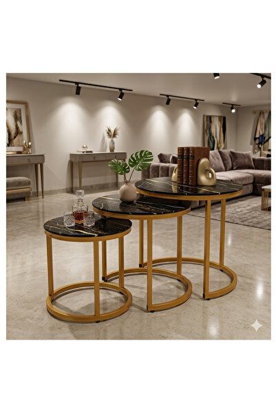 shopandshop 3 Pieces round Nesting Side Table Set Minimalist Stackable Coffee...