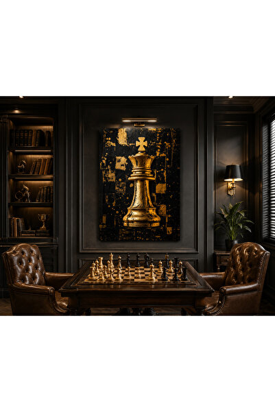 Mgi Design Gold Chess King Canvas Painting Modern Chess Themed Decorative Wal...