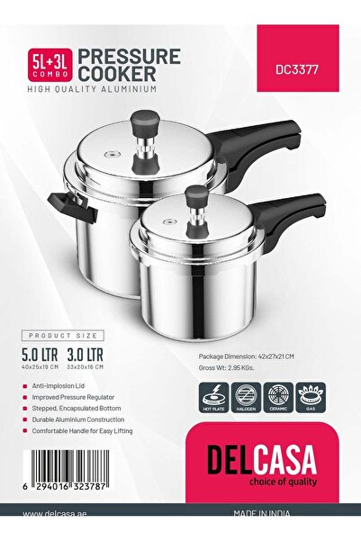 DELCASA 5+3Ltr Combo Aluminum Pressure Cooker
