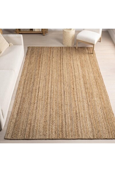 Handpicked Furniture Jute Pure Wool And Cotton Beige Rectangular Carpet Ultra...