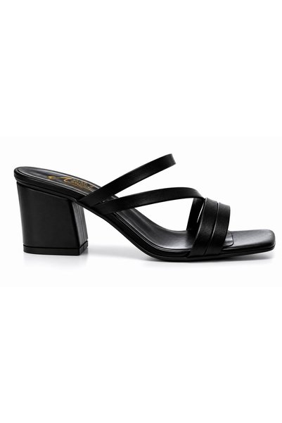 KuMsaL Butik Ayakkabı Kumsal Skin Leather Medium Size Thick Heeled Stylish Women's Slippers