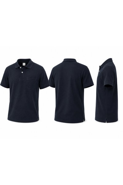 By Okat Short Sleeved Work T-Shirt with Collar and Pockets, Tight Fit