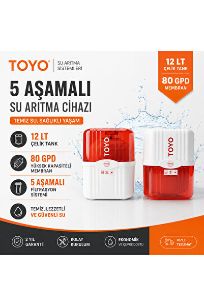 Toyo 12 LİTRE POMPASIZ SU ARITMA CİHAZI 5 AŞAMALI