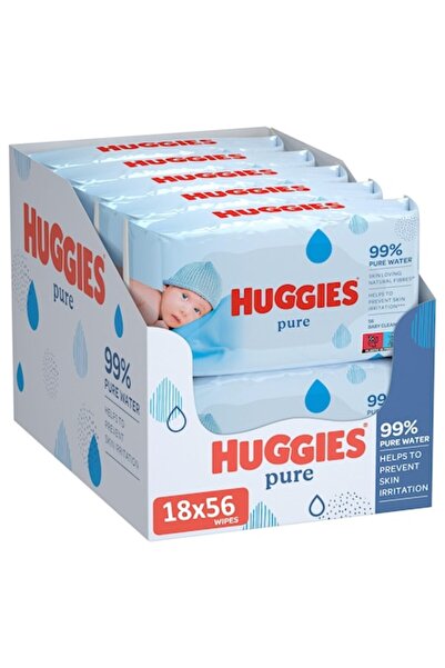 Huggies Μωρομάντηλα, 18 συσκευασίες, 99% καθαρό νερό, χωρίς άρωμα