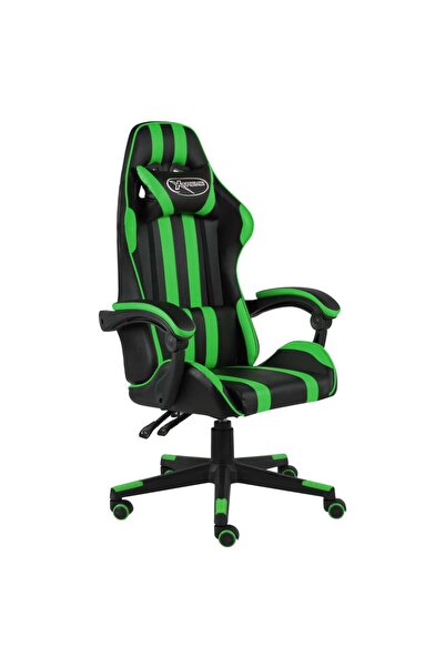 vidaxl Scaun de racing, negru și verde, piele ecologică