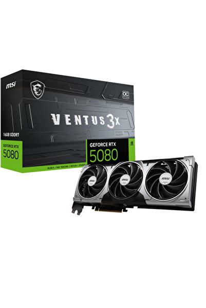 MSI Placă video VENTUS GeForce RTX 5080 16GB GDDR7 OC cu trei ventilatoare PC...