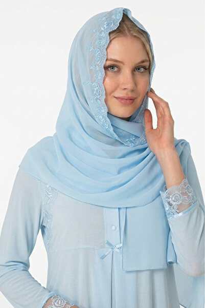 Lohusa Homewear Women's Blue Lace Detailed Chiffon Maternity Shawl
