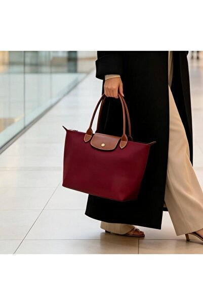 baellerry Women Large Capacity Foldable Nylon Tote Bag, Soft Leather Trim Cas...