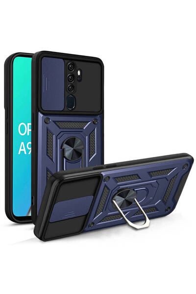Pilanix حافظة OPPO A9 2020 فائقة الحماية مع حامل حلقي مغناطيسي وغطاء منزلق من...