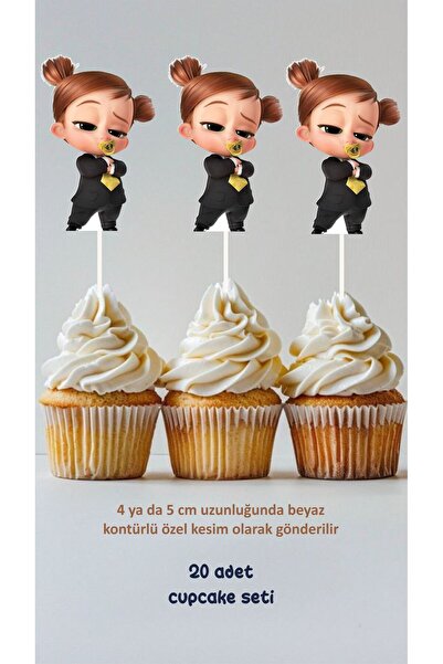Sinek Kupası Tasarım Girl Boss Baby Themed Concept Toothpick Cupcake Decorati...