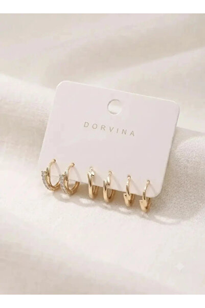 Dorvina طقم أقراط نسائية من النحاس ذهبي اللون موديل بوتيغا مكون من 6 قطع