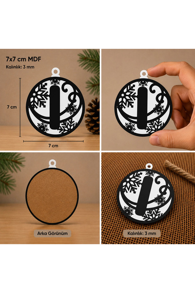 Reysa Tasarım Letter I Christmas Ornament – Mdf Pine Tree Patterned Hanging D...