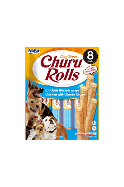 Inaba Churu Rolls Λιχουδιές Σκύλου με Κοτόπουλο και Τυρί 4 x 12 γρ.