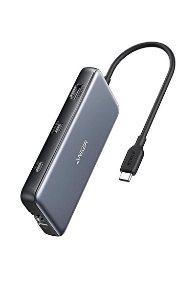 Anker Hub USB-C 555 8-în-1, HDMI 4K, PD 85W, Gri