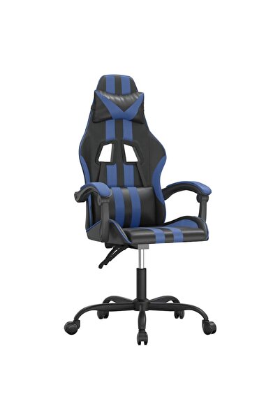 vidaxl Scaun de gaming pivotant, negru și albastru, piele ecologică