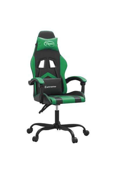 vidaxl Scaun de gaming pivotant, negru și verde, piele ecologică
