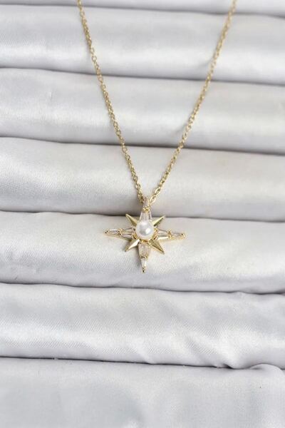 Generic Brand 316L Steel Chain Gold Color Pole Star Model Women's Necklace Tj...