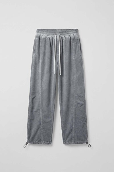 ablukaonline Men's Baggy Washed Parachute Jogger Sweatpants Gray