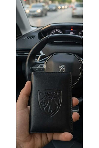 shop PEUGEOT Logo Baskılı Deri Ruhsat Kılıfı