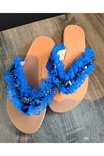 Handmade Δερμάτινα Σανδάλια Μπλε Φεγγάρι