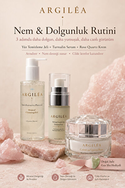 Argilea Nemlendirici Cilt Bakım Seti | Yüz Temizleme Jeli + Turmalin Serum + ...