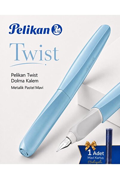 Pelikan Twist Dolma Kalem Metalik Pastel Mavi
