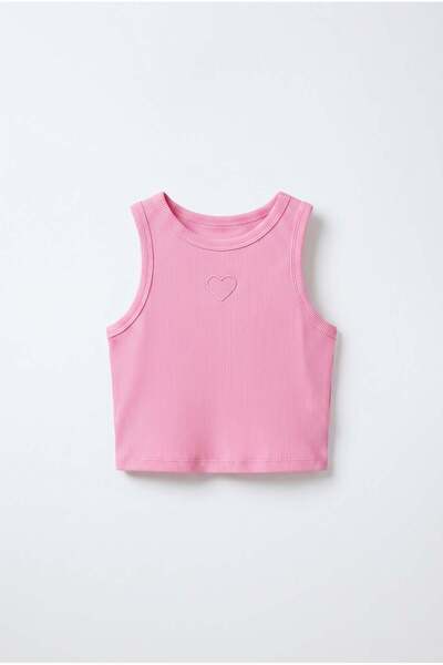 Magu Kız Çocuk Pembe Kalp Atlet Bluz