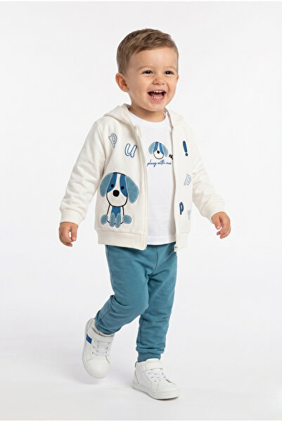 Toontoy Boys' 3-Piece Tracksuit Set Long Sleeve Crew Neck Embroidered T-Shirt...