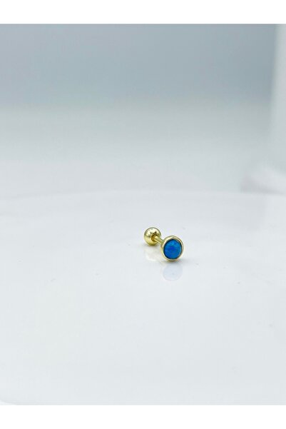 Esvema Silver 925 Ayar Gümüş Mavi Taşlı Piercing Tragus Helix