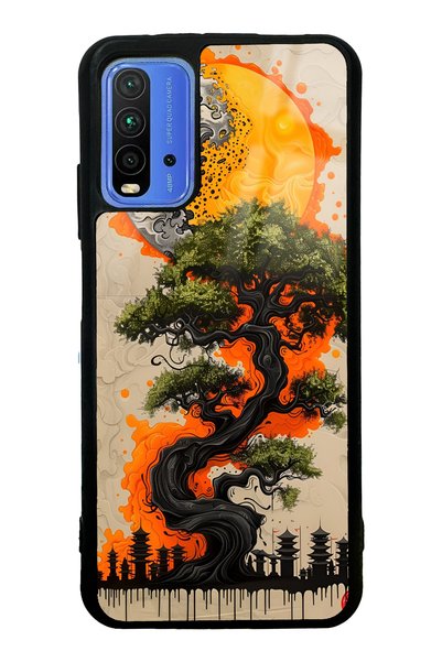 Spoyi حافظة هاتف لامعة بتصميم باغودا سيلويت لهاتف Xiaomi Redmi 9T