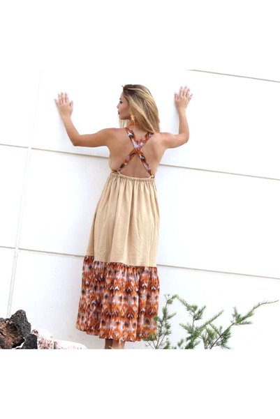 Su Koleksiyon Gazelle Boho Gypsy Dress / Beige