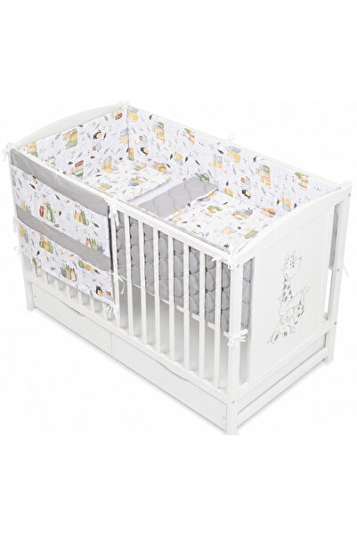 Kidizi Lenjerie patut bebe 120x60 cm Wiskers 6 piese – aparatori laterale int...