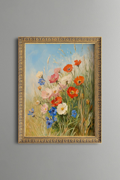 epiqart Colorful Wildflowers - Vintage Patterned Frame - Slim Model