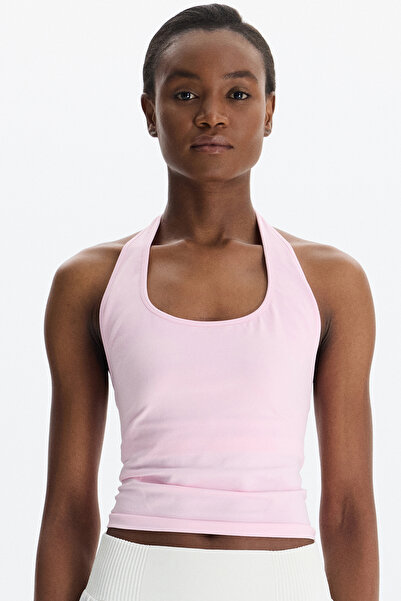 COMEUP Halter Yaka Göğüs Pedli Crop Atlet Balerina Pembe