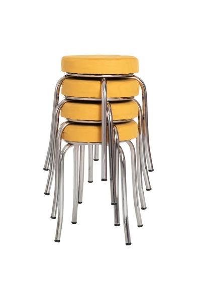 BiSandalye 4 LÜ METAL TABURE SİLİNEBİLİR KUMAŞ