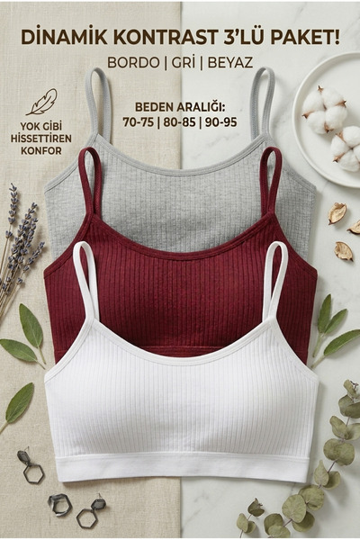 underwear bodyway 3’lü Çıkarılabilir Pedli Fitilli İp Askılı Bralet Büstiyer ...