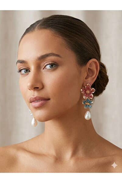Trinidad Special Design Long Earrings with Flower Figures and Pearl Detail – ...