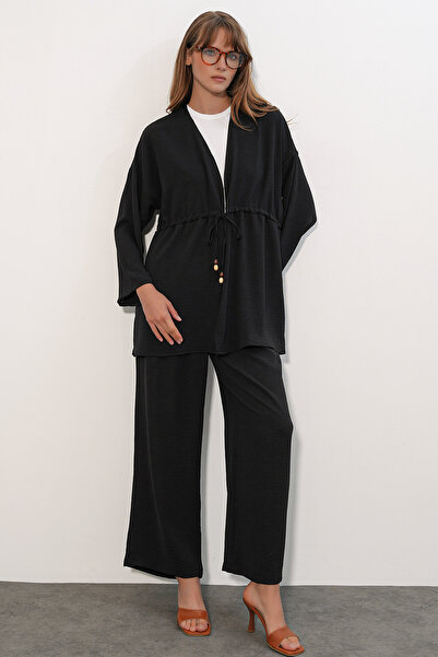 Bigdart Women's Ayrobin Kimono Pants Double Set 30101 - Black