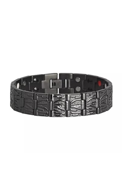 CRM Brățară magnetică pentru bărbați, CRM, reglabilă, neagră, 21 cm