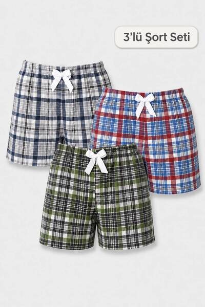 YASAR UNDERWEAR شورت نسائي منقوش، بيجامة بخصر مطاطي مزين بشريط، تصميم مريح
