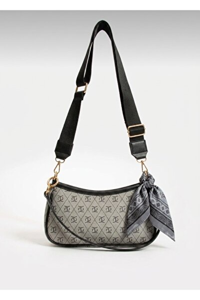 vagues Women's Hand and Shoulder Bag with Scarf Detail