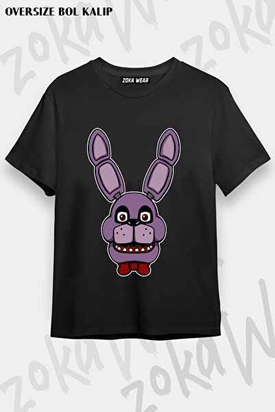 ZOKAWEAR Unisex Loose Fit Fnaf Five Nights V18 Printed T-Shirt