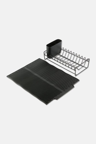 Trio 3 Pieces Foldable Dish Drying Rack, Black