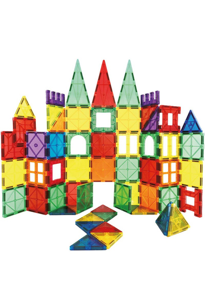 Brius Set educativ de cuburi magnetice de construcție pentru copii, 100 de pi...