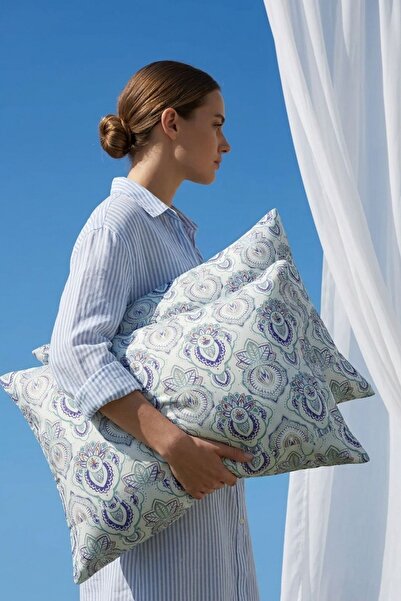 Menderes Home Cotton Collection Ranforce 2-Piece Pillowcase Maıra Blue