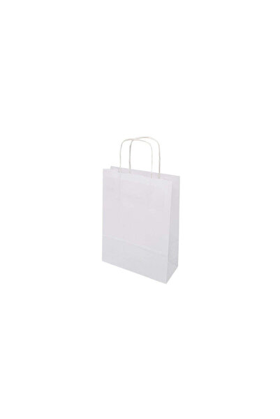 Papette Set 200 bucăți Pungi hârtie Kraft Alb, mânere hârtie rasucită, 18 x 2...