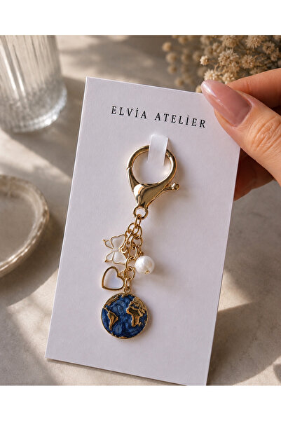 Elvia Atelier Dünya Charm İnci Charm Anahtarlık - Çanta Charm